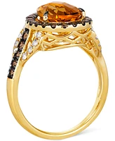 Le Vian Cinnamon Citrine (2-7/8 ct. t.w.) & Diamond (7/8 ct. t.w.) Pear Halo Statement Ring in 14k Gold