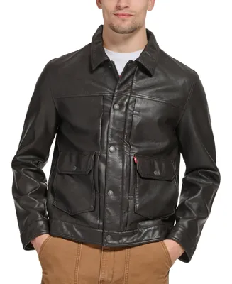 Levi's Men's Faux Leather Snap-Front Water-Resistant Jacket