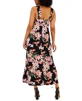 Connected Petite Floral-Print Halter Maxi Dress