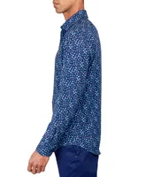 Society of Threads Men's Regular-Fit Non-Iron Performance Stretch Micro Flower-Print Button-Down Shirt