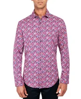 Society of Threads Men's Regular-Fit Non-Iron Performance Stretch Rose-Print Button-Down Shirt