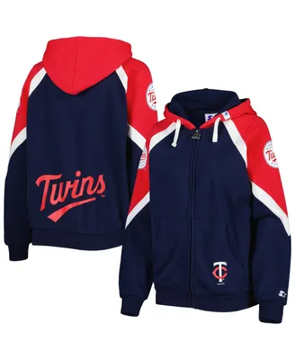 Women's Starter Navy, Red Minnesota Twins Hail Mary Full-Zip Hoodie