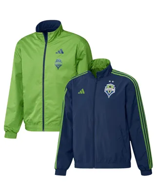 Men's adidas Navy and Green Seattle Sounders Fc 2023 On-Field Anthem Full-Zip Reversible Team Jacket