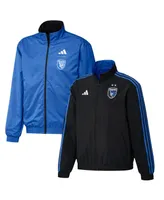 Men's adidas Black and Blue San Jose Earthquakes 2023 On-Field Anthem Full-Zip Reversible Team Jacket