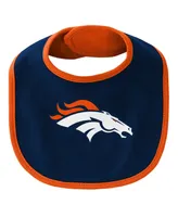 Newborn and Infant Boys and Girls Orange, Navy Denver Broncos Little Champ Three-Piece Bodysuit Bib and Booties Set