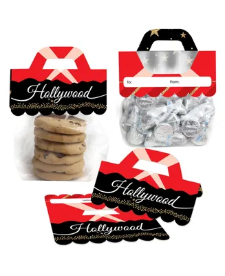 Red Carpet Hollywood Movie Night Party Favor Labels Candy Bags with Toppers 24Ct