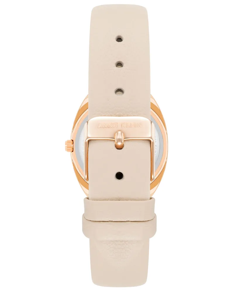 Anne Klein Women's Three Hand Quartz Blush Pink Genuine Leather Watch, 34mm