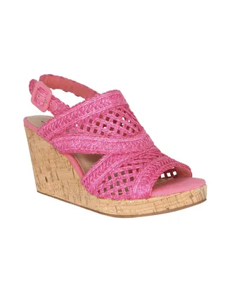 Impo Women's Teangi Raffia Slingback Platform Wedge Sandals