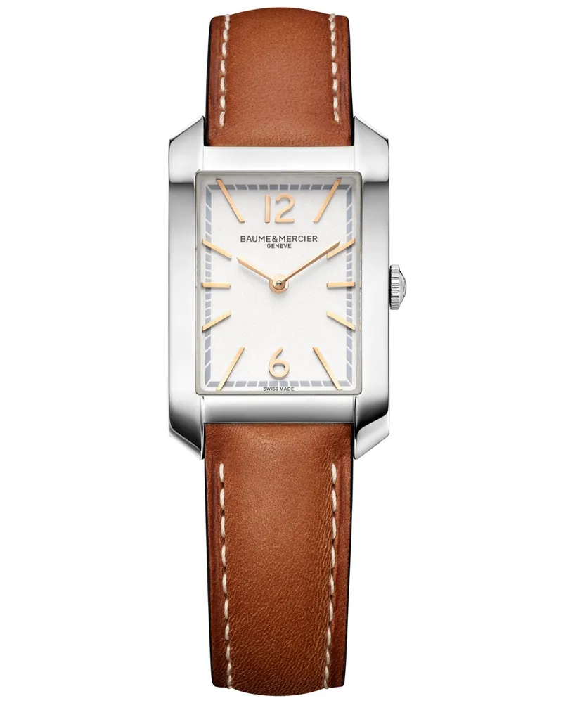 Baume & Mercier Women's Swiss Hampton Brown Leather Strap Watch 22x35mm