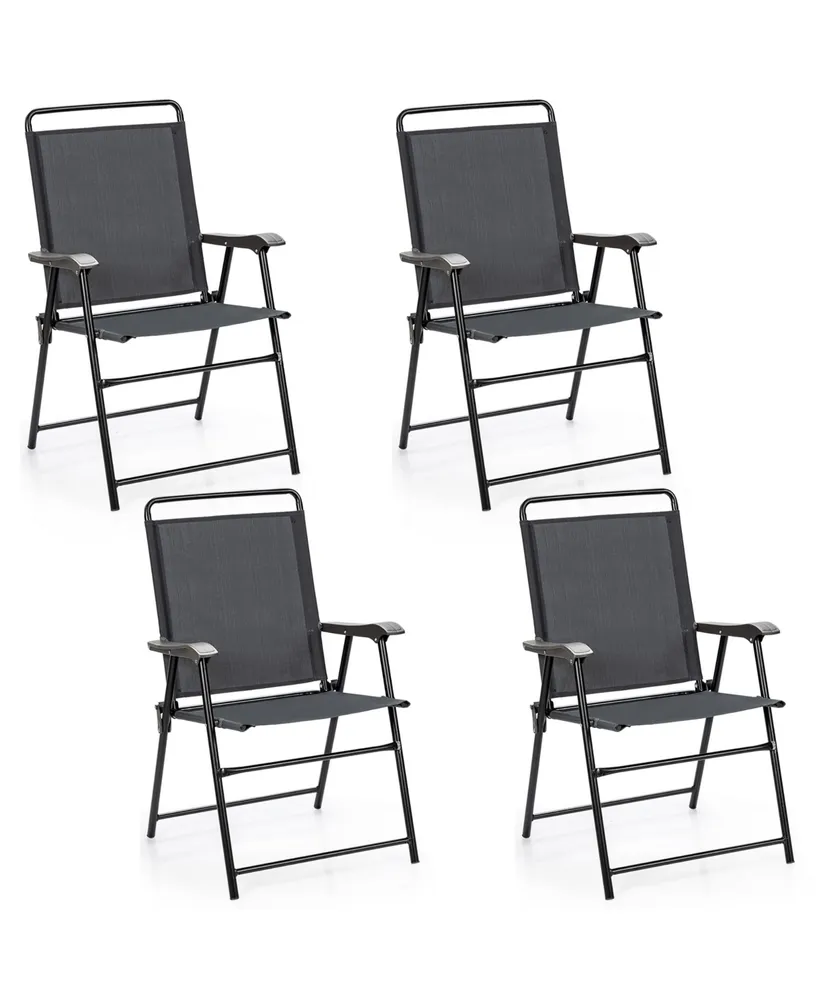 Costway 4PCS Outdoor Patio Folding Chair W/Armrest Portable Camping Lawn Garden