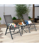 2PCS Patio Folding Dining Chairs Aluminum Adjustable Back