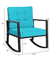 Patio Rattan Rocker Chair Outdoor Glider Rocking Chair Cushion Lawn