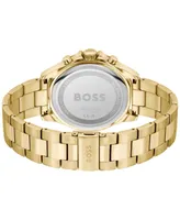 Hugo Boss Men's Troper Quartz Fashion Chronograph Ionic Plated Gold-Tone Steel Watch 45mm - Gold