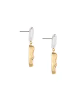 Ettika Rainbow Glass Nugget and Imitation Pearl 18K Gold Plated Earrings