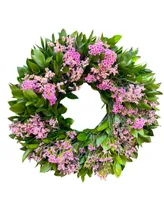 GreenishBlu Real Ruscus, Misty Limonium Fresh Spring Wreath, 20"