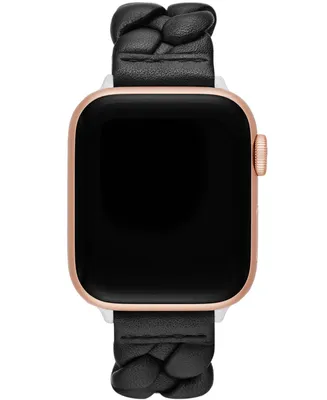 kate spade new york Women's Black Leather Band for Apple Watch, 38, 40, 41mm and 42, 44, 45, 49mm