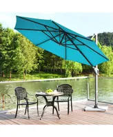 11ft Patio Offset Umbrella Cantilever Rotation Aluminum Tilt Cross Base