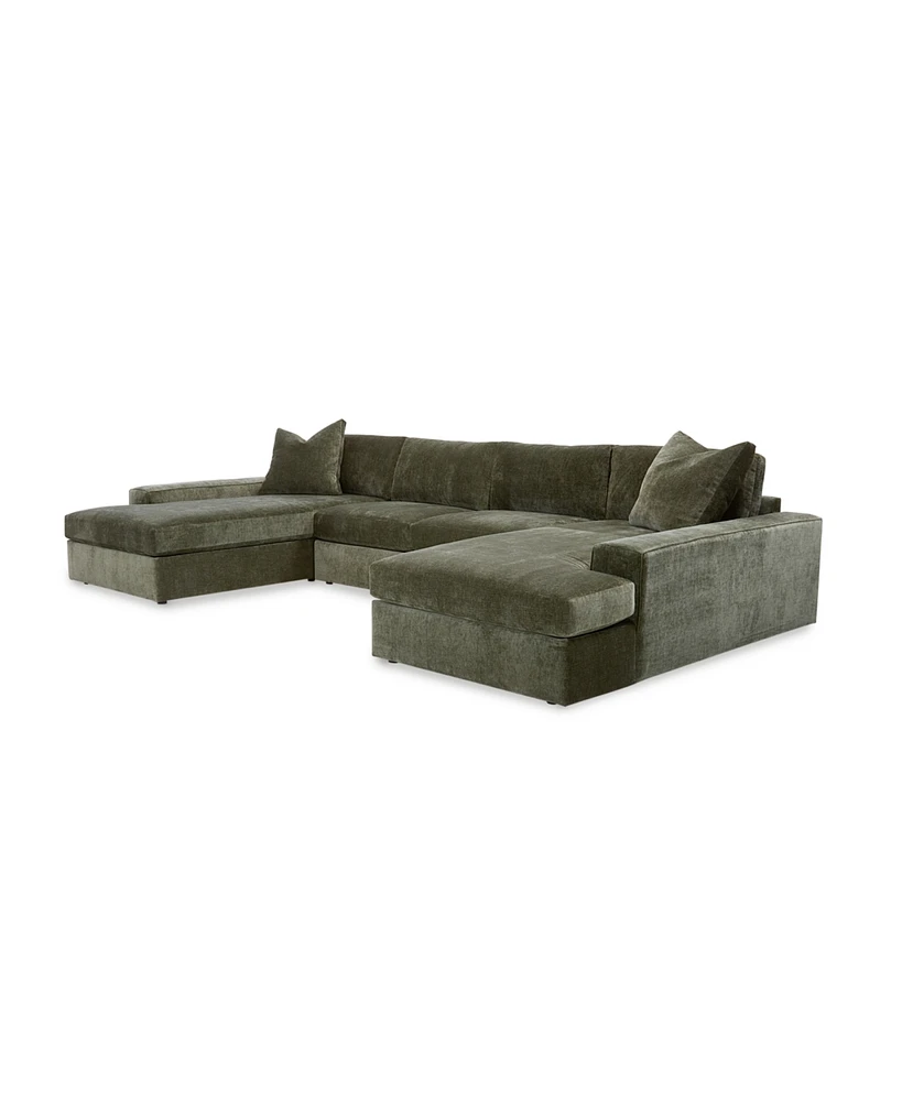 Michola 161" 3-Pc. Fabric Sectional with Double Chaise, Created for Macy's