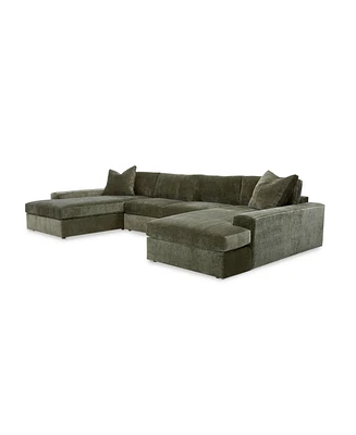 Michola 161" 3-Pc. Fabric Sectional with Double Chaise, Created for Macy's