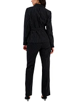 Le Suit Women's Striped Belted Pantsuit, Regular & Petite Sizes