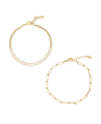 Ettika Links and Shine 18K Gold Plated Bracelet Set of 2