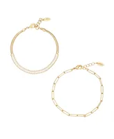 Ettika Links and Shine 18K Gold Plated Bracelet Set of 2