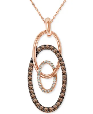 Le Vian Chocolate Diamond & Vanilla Diamond Interlocking Ovals 18" Pendant Necklace (1/2 ct. t.w.) in 14k Rose Gold