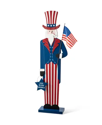 Glitzhome 40" H Patriotic, Americana Uncle Sam Porch Decor