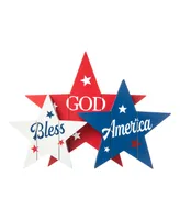 Glitzhome 11" Wooden Patriotic, Americana Stars Table Decor