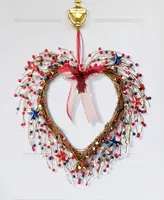 Glitzhome 17" H Patriotic, Americana Berry Heart Wreath
