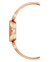 Anne Klein Women's Three Hand Quartz Rose Gold-tone Alloy and Burgundy Enamel Bangle Watch, 28mm - Rose Gold