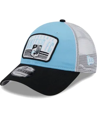 Men's New Era Light Blue, Black Minnesota United Fc Patch 9FORTY Trucker Snapback Hat