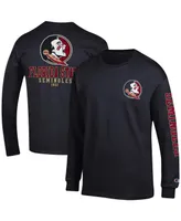 Men's Champion Black Florida State Seminoles Team Stack Long Sleeve T-shirt