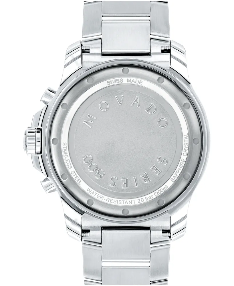 Movado Men's Series 800 Swiss Quartz Chronograph Performance Silver-Tone Steel Watch 42mm - Silver