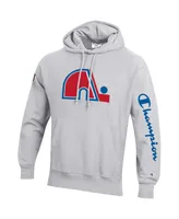 Men's Champion Heathered Gray Quebec Nordiques Reverse Weave Pullover Hoodie