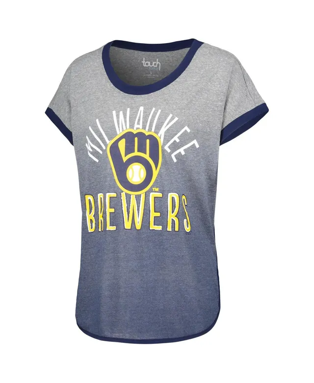 Touch Women's Navy Milwaukee Brewers Hail Mary V-Neck Back Wrap T-shirt -  Macy's