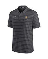 Men's Nike Anthracite Pittsburgh Pirates Authentic Collection Striped Performance Pique Polo Shirt