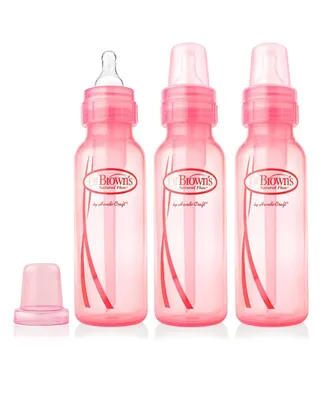 Dr. Browns Natural Flow Anti-Colic Baby Bottles, Pink, 8oz, 3 Pack