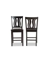 Baxton Studio Fenton Modern and Contemporary Transitional 2-Piece Finished Wood Counter Stool Set