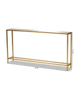 Baxton Studio Alessa Modern and Contemporary Glam 59.9" Finished Metal and Mirrored Glass Console Table - Gold