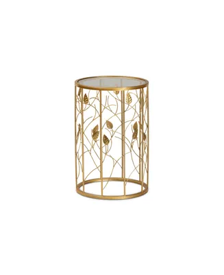 Baxton Studio Anaya Modern and Contemporary Glam 23.6" Brushed Finished Metal and Glass Leaf Accent End Table - Gold