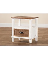 Baxton Studio Glynn Rustic Farmhouse Weathered 20.3" Two-Tone and Finished Wood 1-Drawer Nightstand