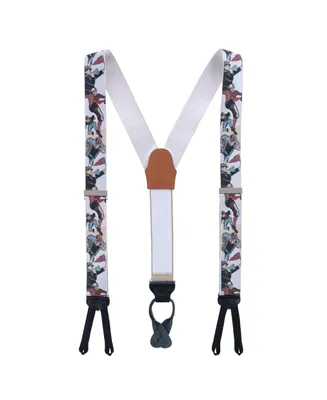 Trafalgar Men's Retro Pattern Leatherheads Limited Run Silk Suspenders