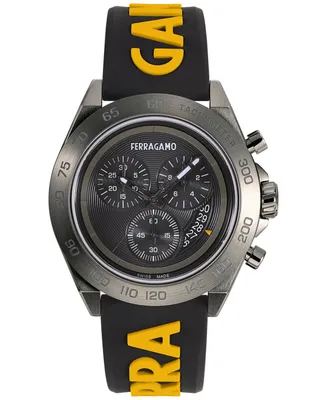 Salvatore Ferragamo Men's Swiss Chronograph Urban & Black Silicone Strap Watch 43mm