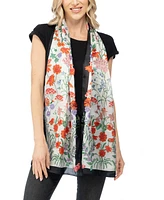 Vince Camuto Botanical Floral Wallpaper Oblong Scarf