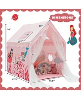 Costway Kids Playhouse Large Children Indoor Play Tent Gift w/ Cotton Mat Longer Curtain