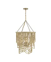 Savoy House Bremen 4-Light Pendant in Burnished Brass with Natural Rattan