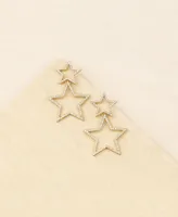 Double Star Crystal Gold Plated Statement Earrings