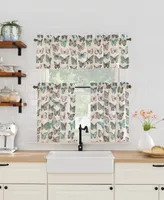 Magdalena Butterfly Print Sheer Rod Pocket Kitchen Curtain Tier Pair