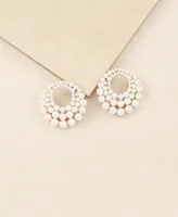 Ettika Blushing Imitation Pearl Earrings in 18K Gold Plating